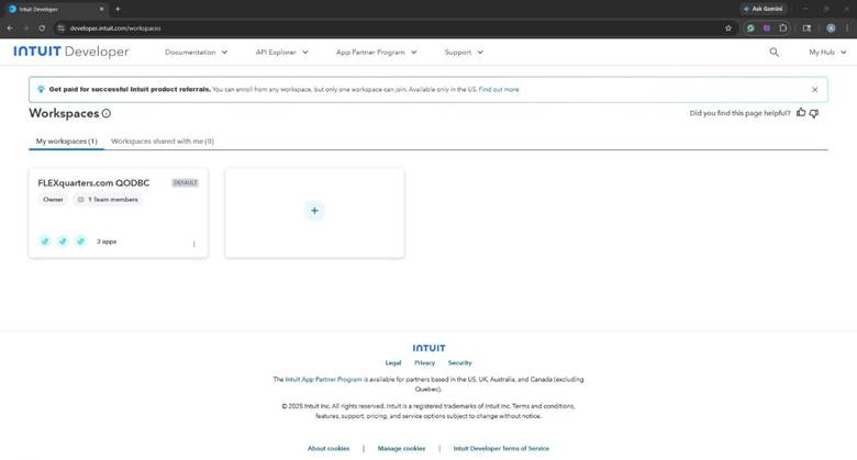 Create workspace button