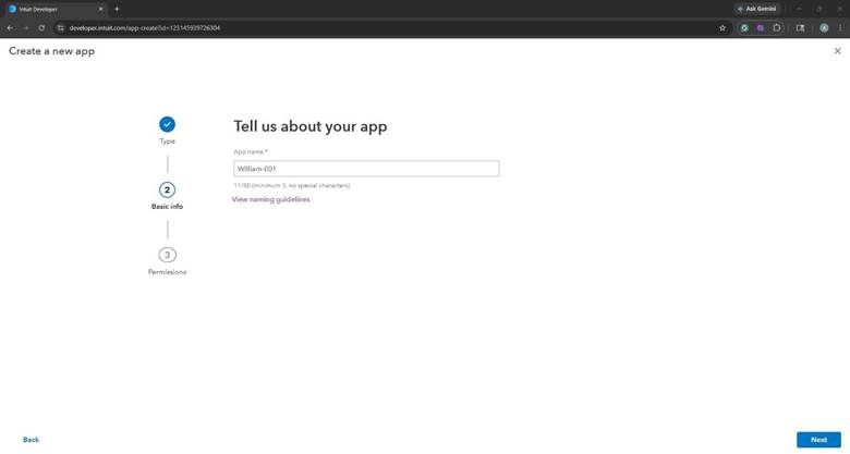 App name field