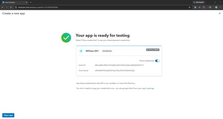 Open App button