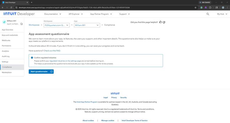 Start questionnaire