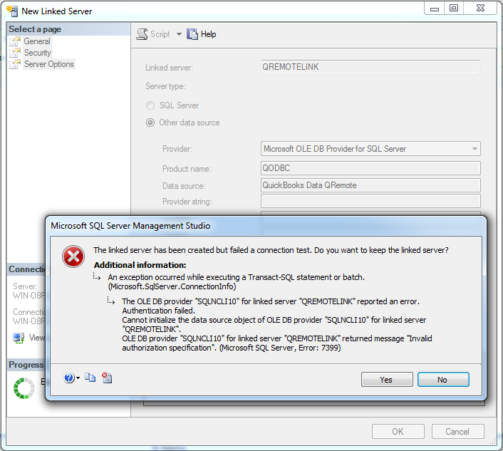 microsoft sql server error 64